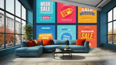 Collection of Sale and Discount Offers Flyers Wall mural