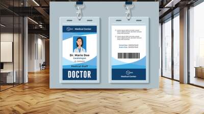 Doctor ID badge. Medical identity card design template Wall mural