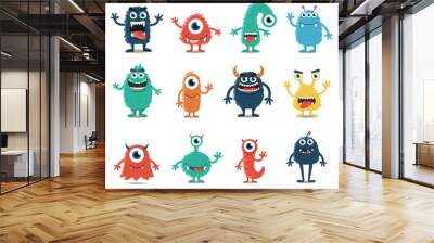 Set of Monsters Isolated on White Background Wall mural