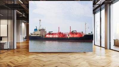 Docked LPG cargo ship. LPG gas tanker ship at sea Wall mural