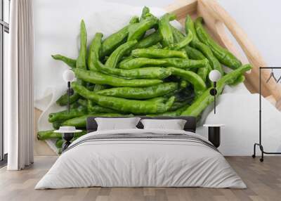 Green Organic Shishito Peppers in a bunch. Wall mural