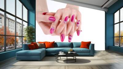 a woman's nail, designed with nail art Wall mural