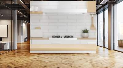 Close-up, Wooden kitchen countertop with copy space Wall mural