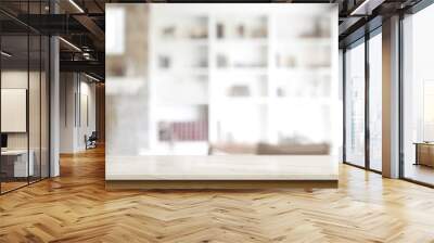 Empty top marble wood table in living room Wall mural