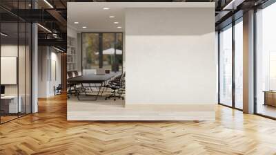 The interior design of a contemporary meeting room corridor features an empty white wall. Wall mural