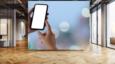 Young man with blank screen smartphone Wall mural