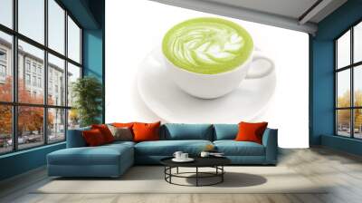 Green Tea Matcha latte in a cup on white background isolated Wall mural