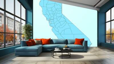 California blue map on degraded background vector Wall mural