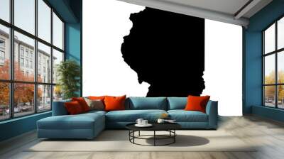 illinois black map on white background vector Wall mural