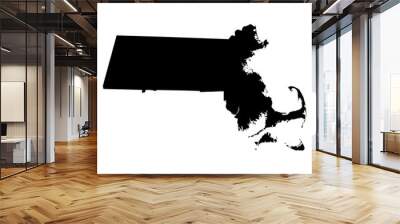 Massachusetts black map on white background vector Wall mural