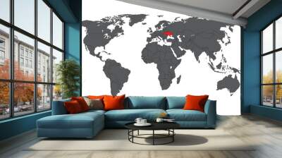 Ukraine red on gray world map vector Wall mural