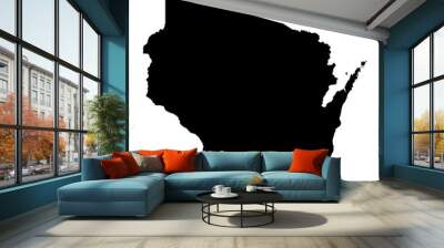 Wisconsin black map on white background vector Wall mural