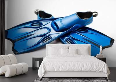 Blue flippers on white background Wall mural