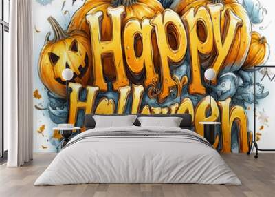 halloween background with pumpkin, Happy Halloween Wall mural