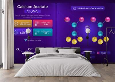 Calcium Acetate Properties and Chemical Compound Structure - Vector Design Wall mural