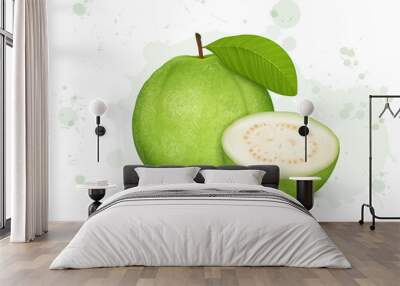 Fresh green guava vector illustration with half piece of guava  Wall mural