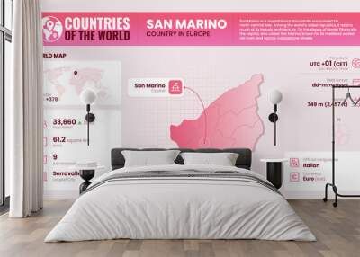 San Marino Map Detailed Insights on Geography, Population and Key Facts-Vector Design Wall mural