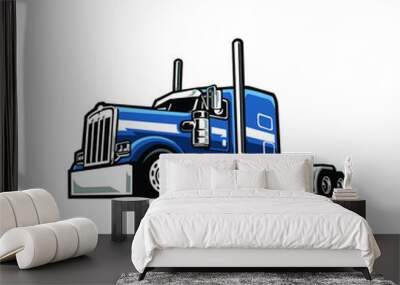 Semi truck 18 wheeler freightliner vector isolated. Best for trucking related industry Wall mural