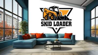 Skid steer loader logo vector isolated in white background. Best for landscaping construction industry Wall mural