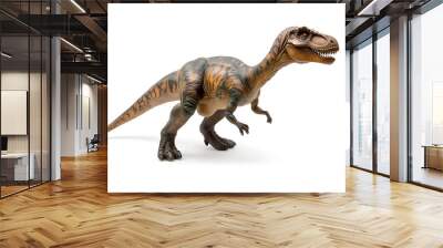 Ancient dinosaur figurine shooting in studio and isolated on white background, close up side view Wall mural