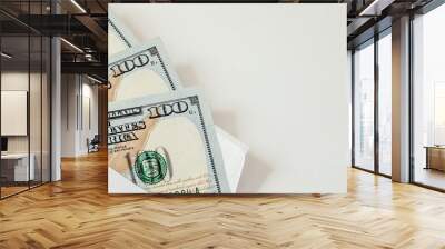 dollars bills money in paper envelope on white table bribe and corruption concept Wall mural