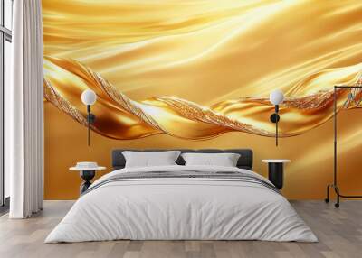 A gold ribbon with glitter on it. The ribbon is long and curvy Wall mural