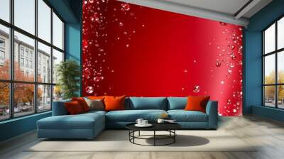 A red background with a red and white design. The design is made up of small dots Wall mural