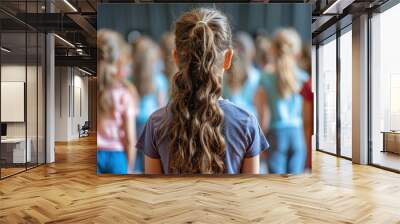 A detailed view of students practicing for a school play or musical performance, with a clean background and lots of copy space for performance details Wall mural