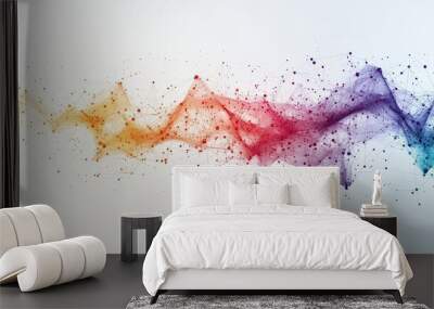 Abstract creative flow of ideas represented as colorful lines connecting multiple brains, idea network, collaborative business concepts Wall mural