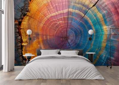 Colorful Tree Rings Abstract Background Texture Wall mural