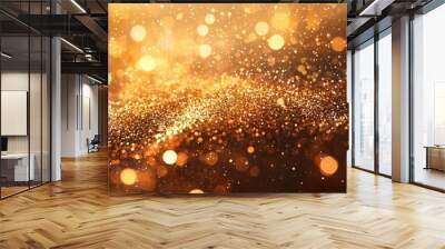 Dazzling golden particles and shimmering sprinkles creating a festive Christmas and New Year atmosphere, ideal for elegant ads, gift wrap, and holiday backgrounds Wall mural