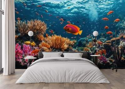 Vibrant Coral Reef with Dying Sections Underwater Wall mural