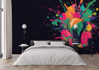 Vibrant Isometric 3D Light Bulb Illustration Wall mural