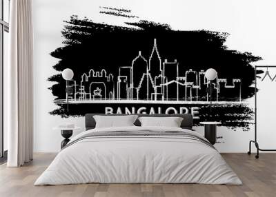 Bangalore India Skyline Silhouette. Hand Drawn Sketch. Wall mural