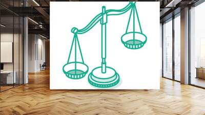 Isolated Scale Symbol. Isometric Outline Icon. Scale of Justice. Wall mural