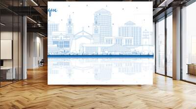 Outline Albuquerque New Mexico City Skyline with Blue Buildings and Reflections. Vector Illustration. Albuquerque USA Cityscape with Landmarks. Wall mural