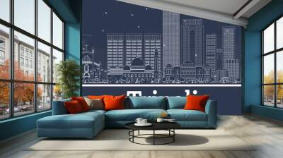 Outline Tripoli Libya City Skyline with White Buildings. Wall mural