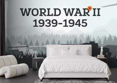 World War II 1939-1945. Military Concept with Tanks in Forest. Theater of War. Wall mural