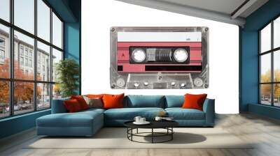 Close up of retro music audio tape cassette isolated on white background Wall mural