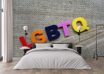 Rainbow flag background of LGBT alternative sex on the old vintage wood scene. Love is love.pride, lgbt concept. Wall mural