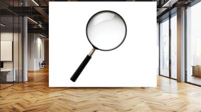 A sleek magnifying glass with a black handle, perfect for investigations, reading fine print, or enhancing curiosity about details. transparent background Wall mural