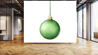 Christmas theme. A vibrant green ornament hanging gracefully, perfect for adding a festive touch to your holiday decorations. transparent background watercolor style Wall mural