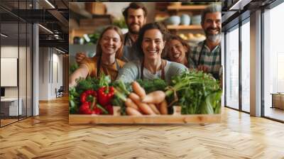 Community e-marketplace: neighbors collaborating on a group purchase from a local online farmer's market Wall mural