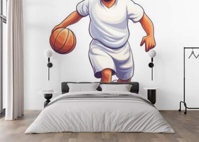 Dynamic basketball player in motion, dribbling a ball. Perfect for sports-themed projects and creative designs. transparent background Wall mural