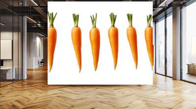 Five fresh carrots isolated transparent background image Wall mural