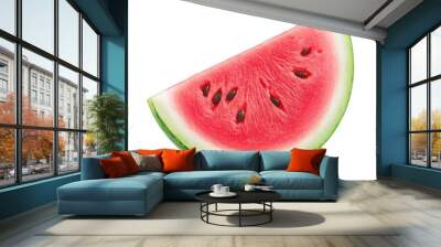 Fresh watermelon slice with vibrant pink flesh and green rind, perfect for summer recipes and healthy snacks. transparent background Wall mural