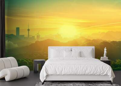 Green energy powers the city of the future Wall mural