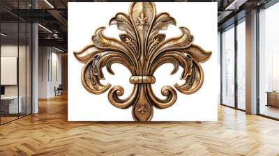 Intricate vintage gold fleur-de-lis ornament. Detailed craftsmanship in elegant, classic design for decorative art and interior inspiration. transparent backgrounds Wall mural