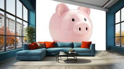 Pink piggy bank isolated on white background. Perfect for savings, finance, and money management concepts. transparent background Wall mural