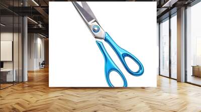 Stylish blue scissors with stainless steel blades, perfect for crafts, office use, and home projects. transparent background Wall mural